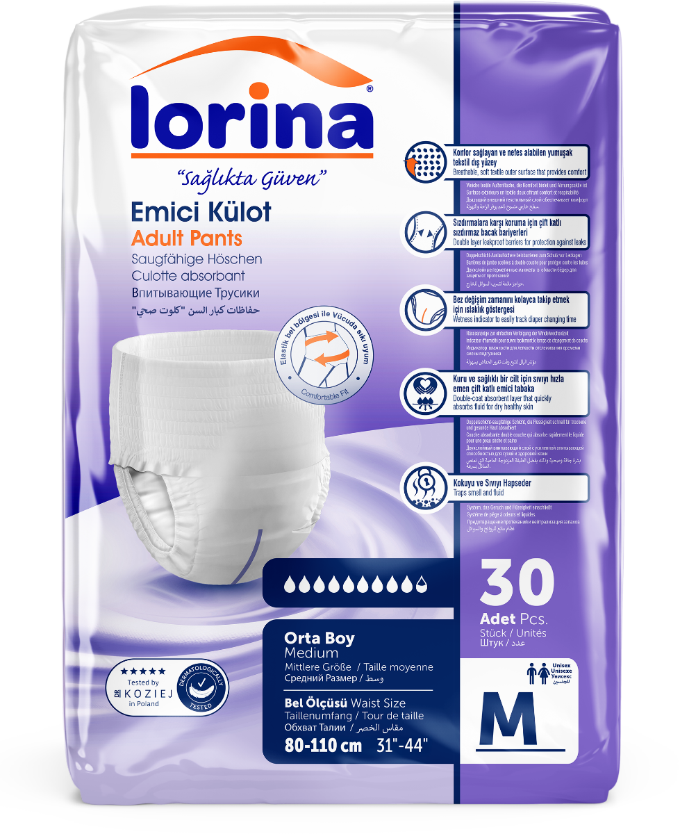 Підгузки-трусики для дорослих TM Lorina M (80-110см), 30шт